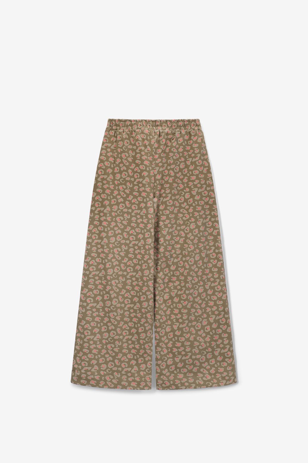 Groene wide leg broek met leopard print