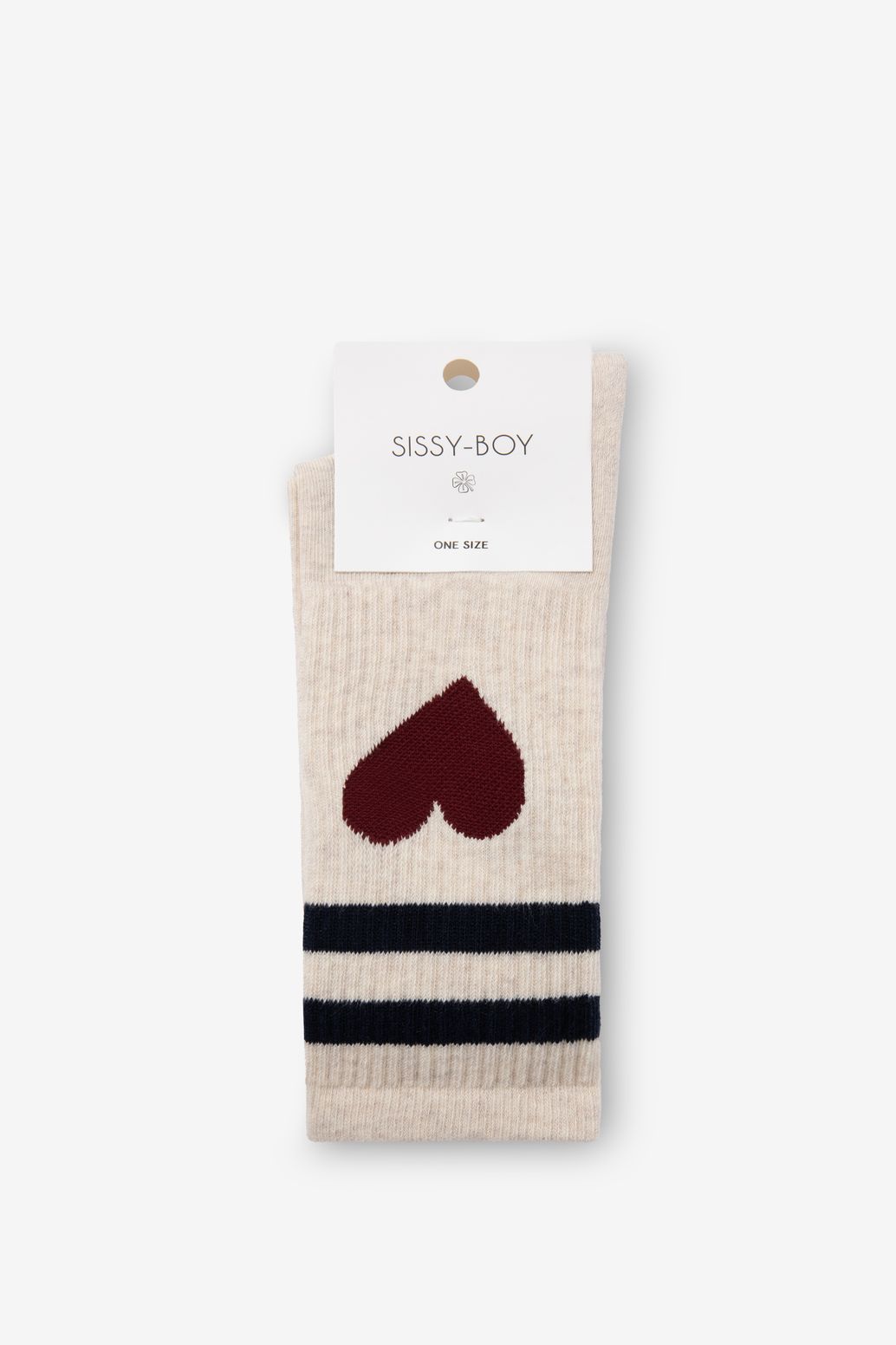 Sportsocken mit schwarzen Streifen und Herz-Print - weiß