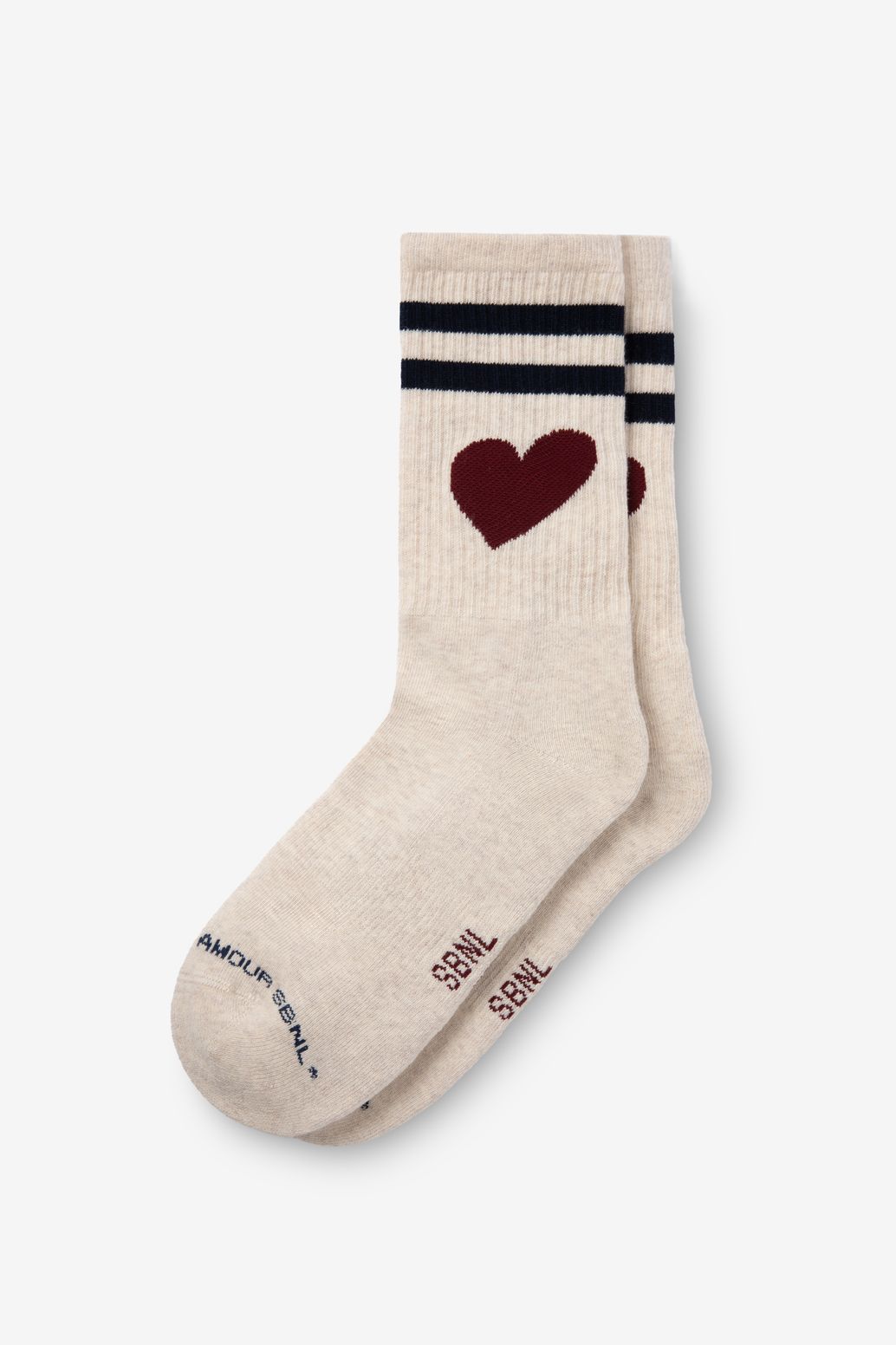 Sportsocken mit schwarzen Streifen und Herz-Print - weiß