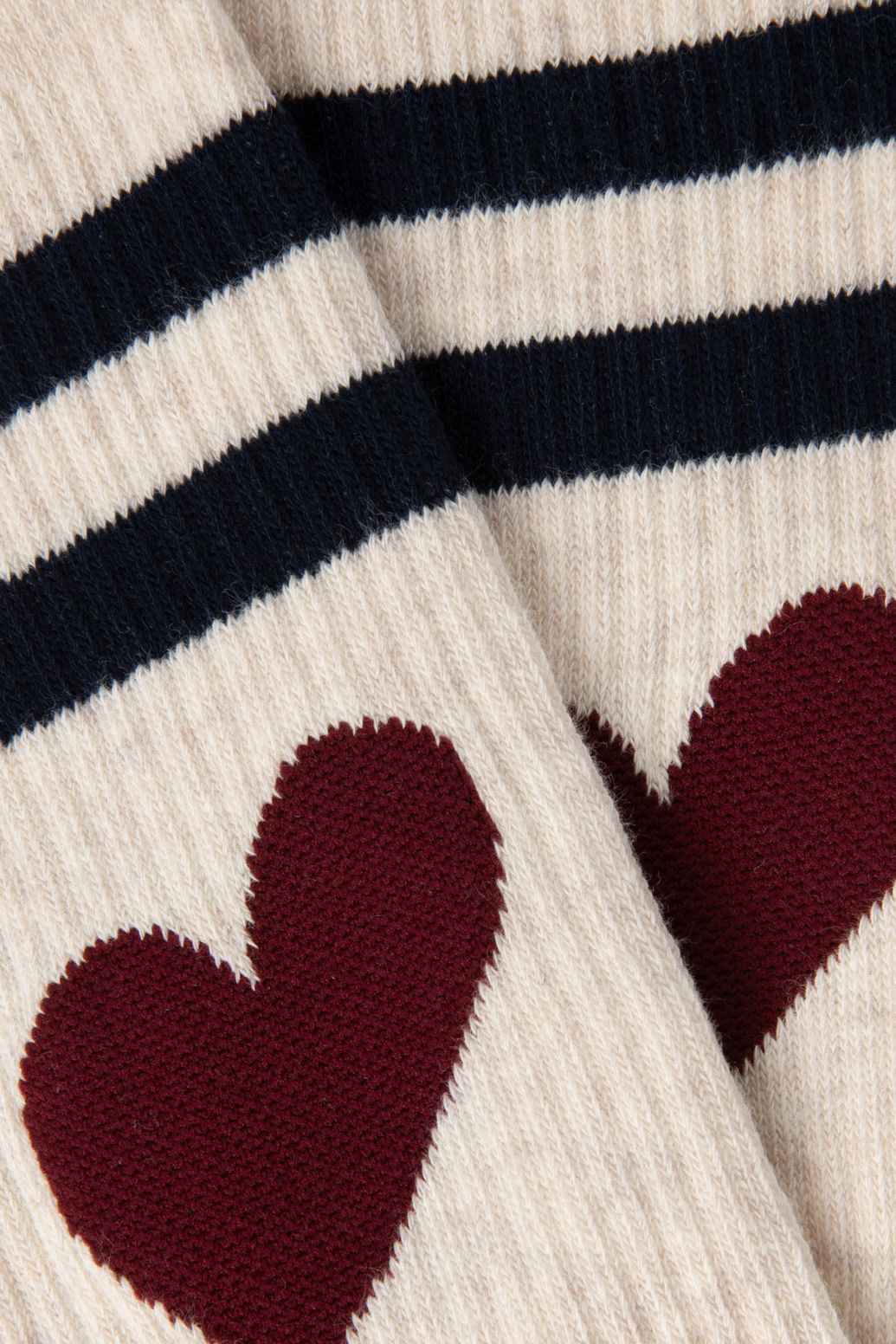 Sportsocken mit schwarzen Streifen und Herz-Print - weiß