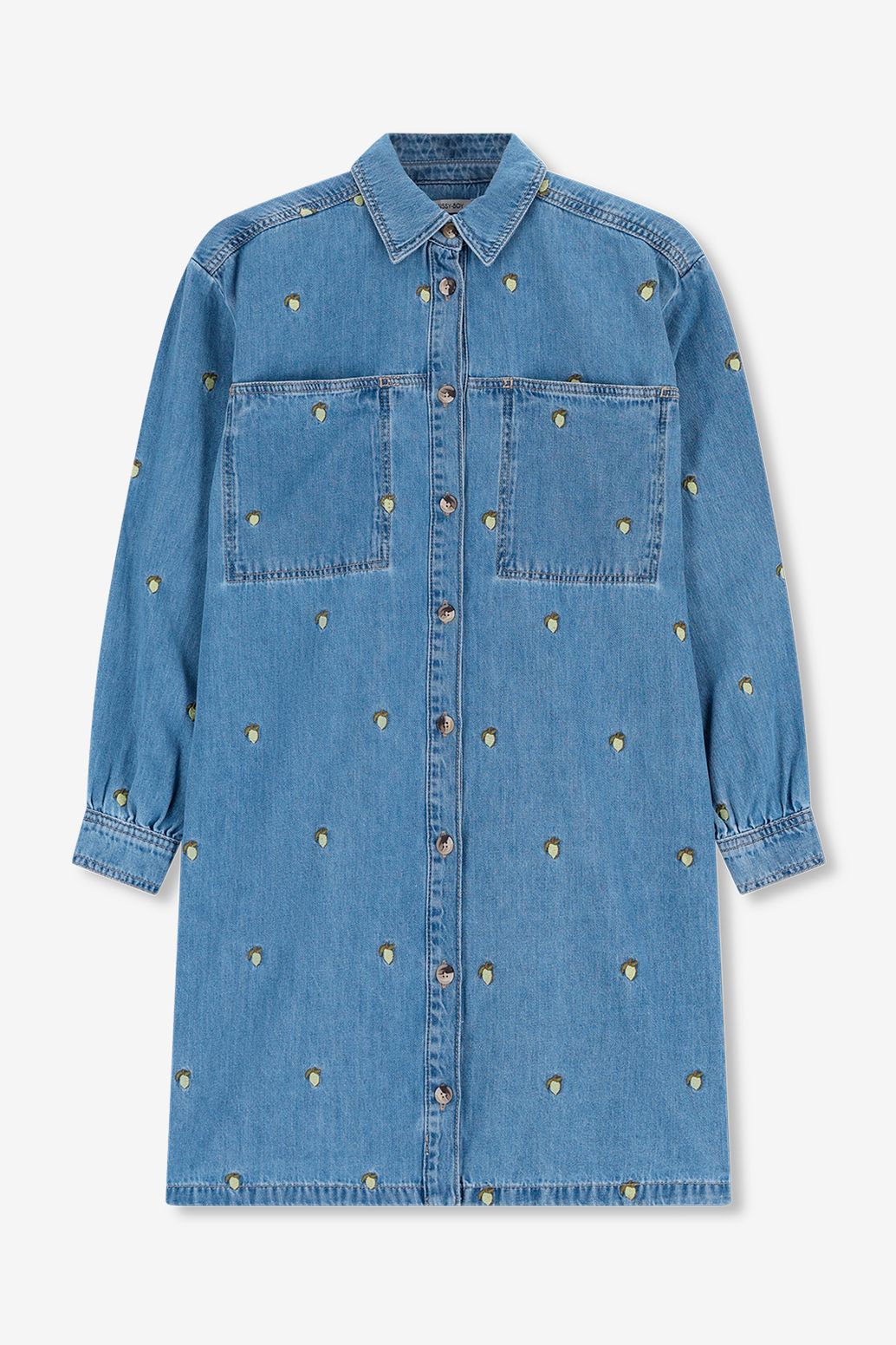 Robe en jean avec broderies - bleu