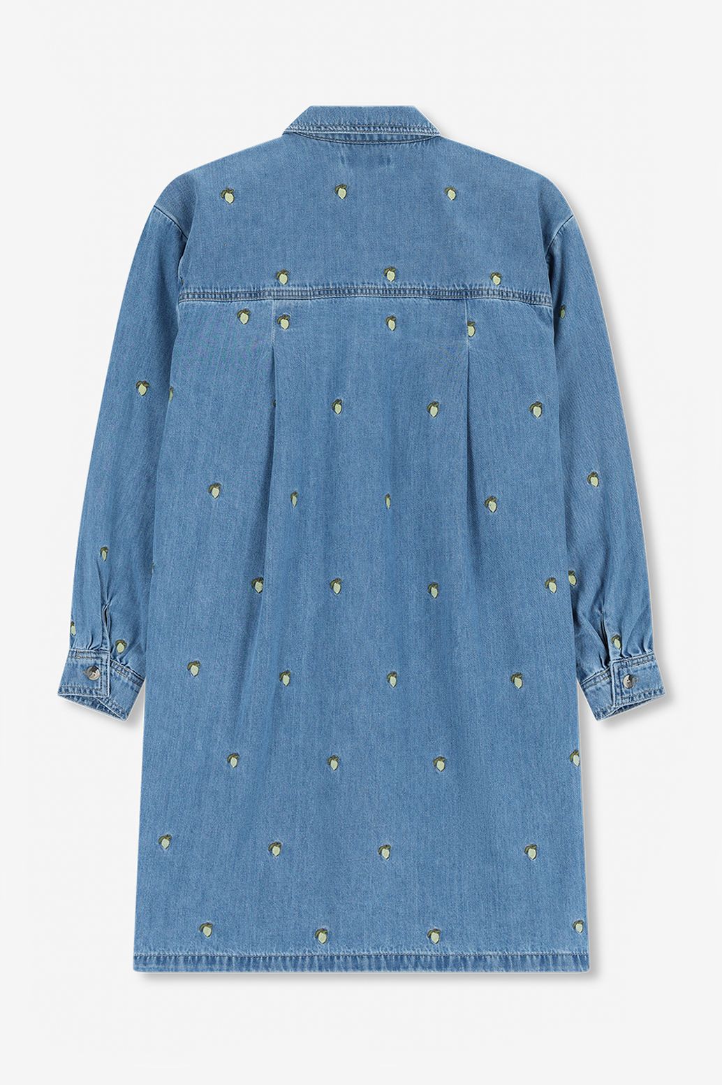Blauwe denim jurk met embroidery