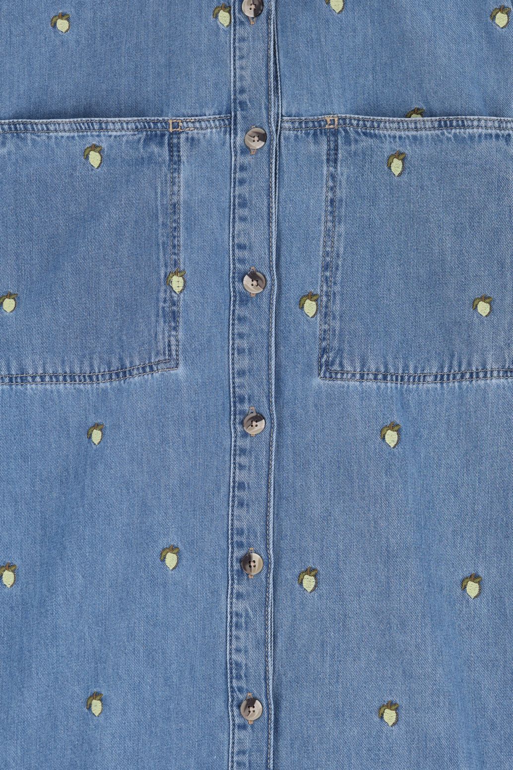 Blauwe denim jurk met embroidery
