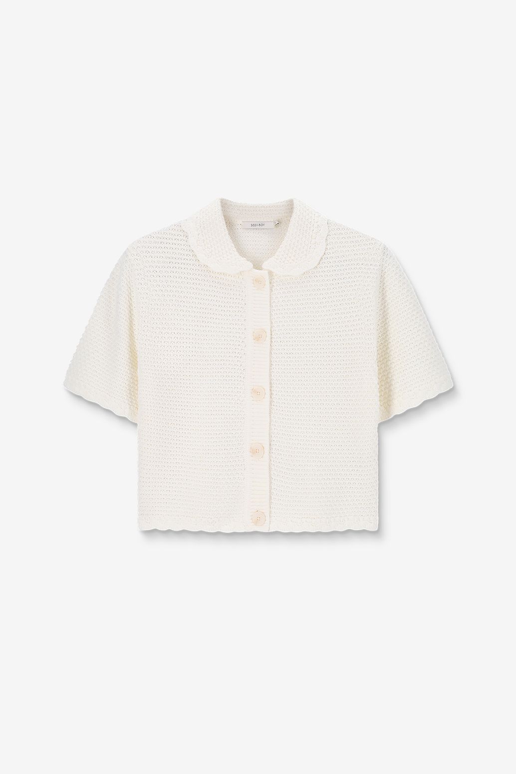 Witte gebreide polo