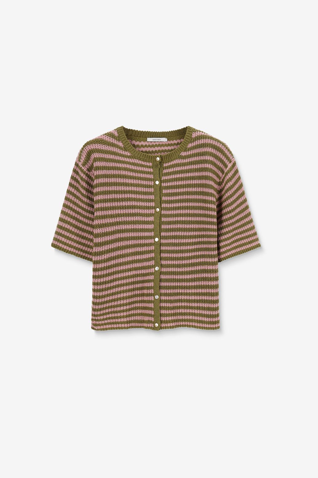 Gestreifte Strickjacke mit kurzem Arm