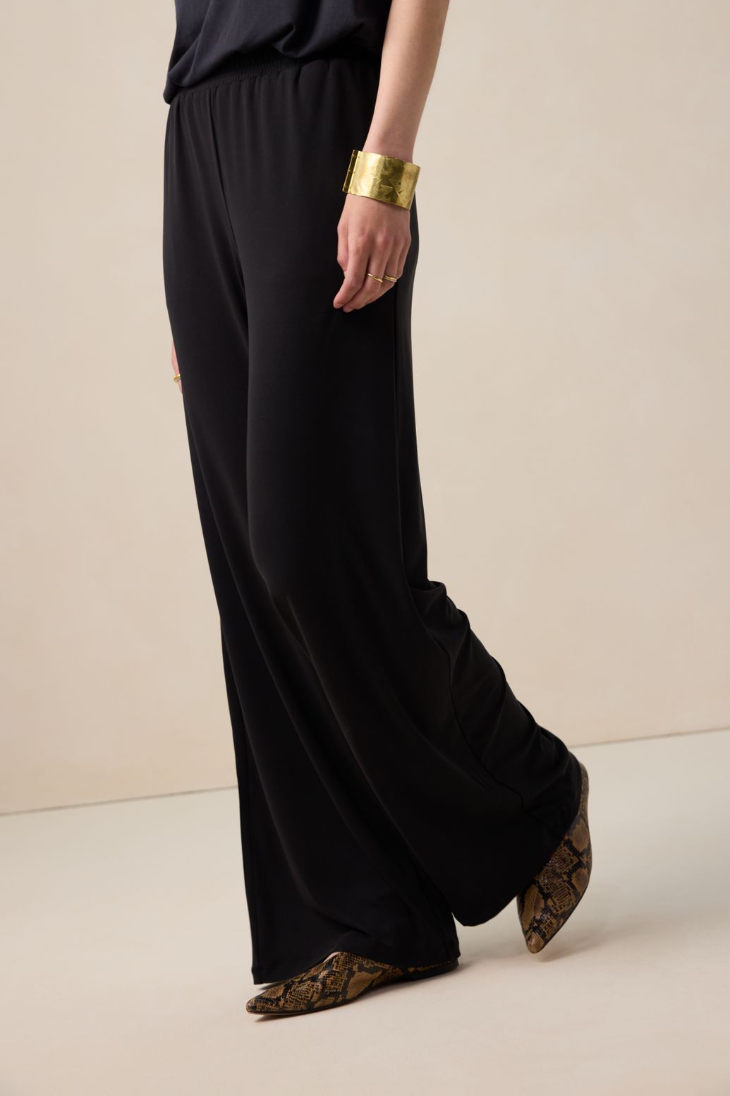 Zwarte mid waist jersey broek