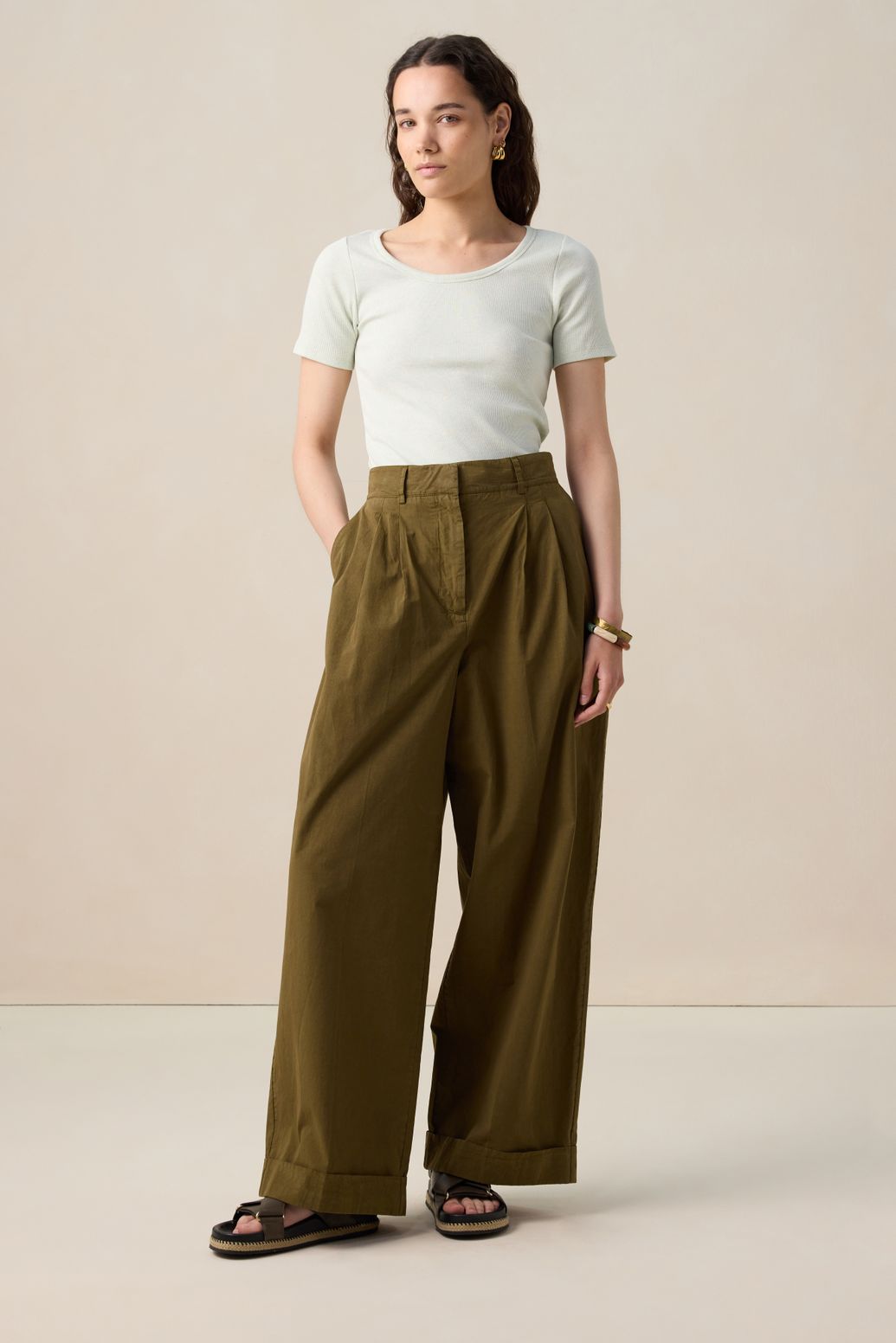 Lichtgroen rib T-shirt