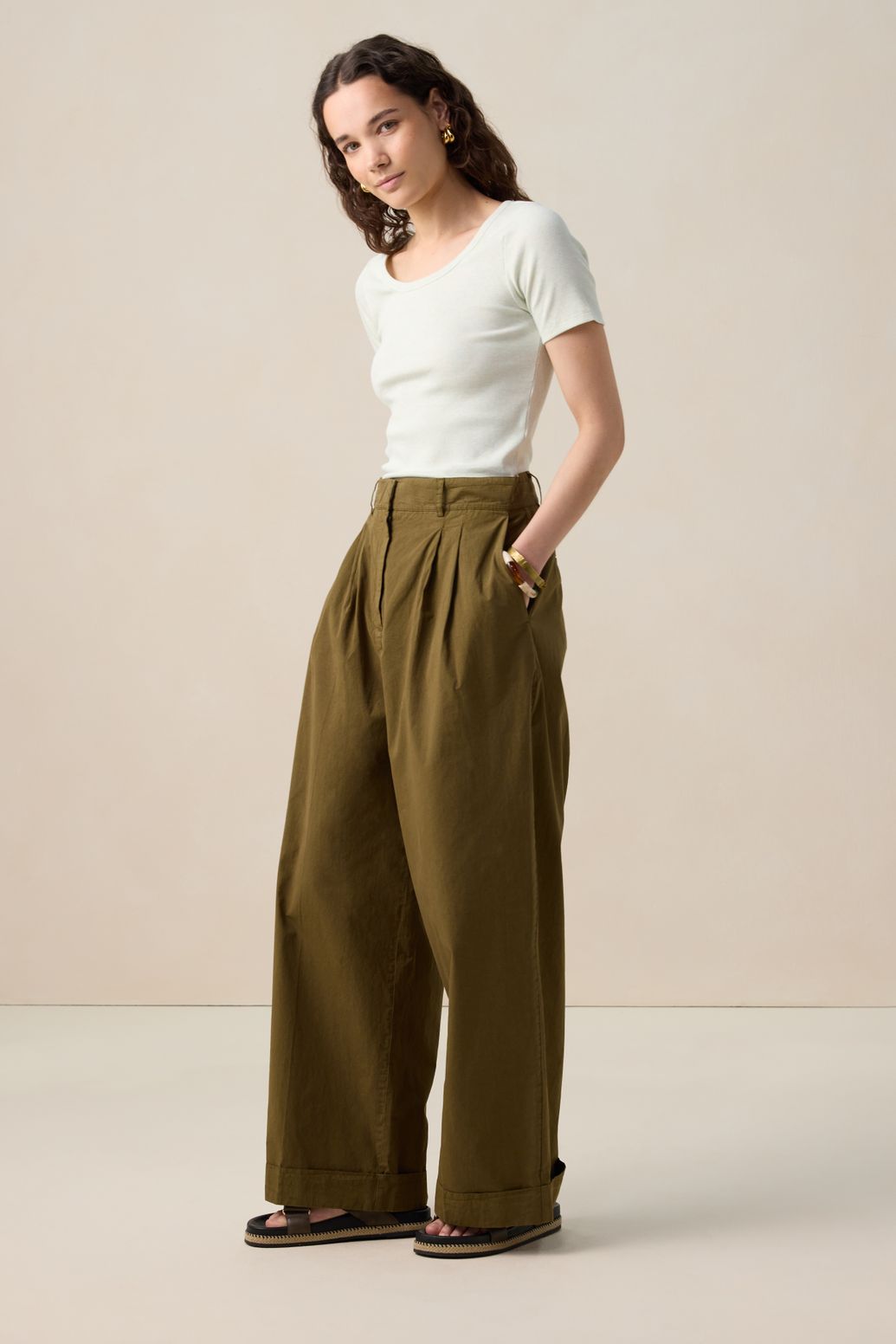 Lichtgroen rib T-shirt