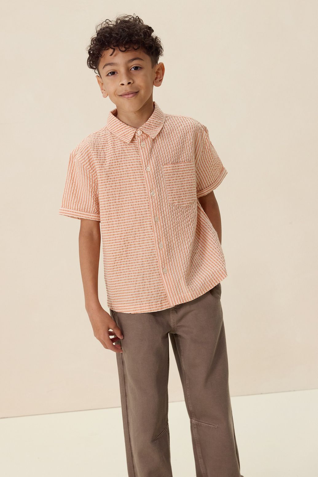 Oranje gestreept overhemd