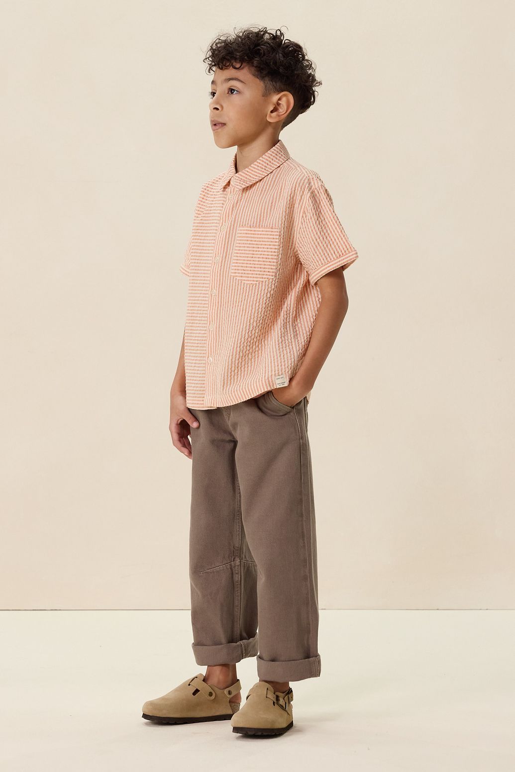 Oranje gestreept overhemd