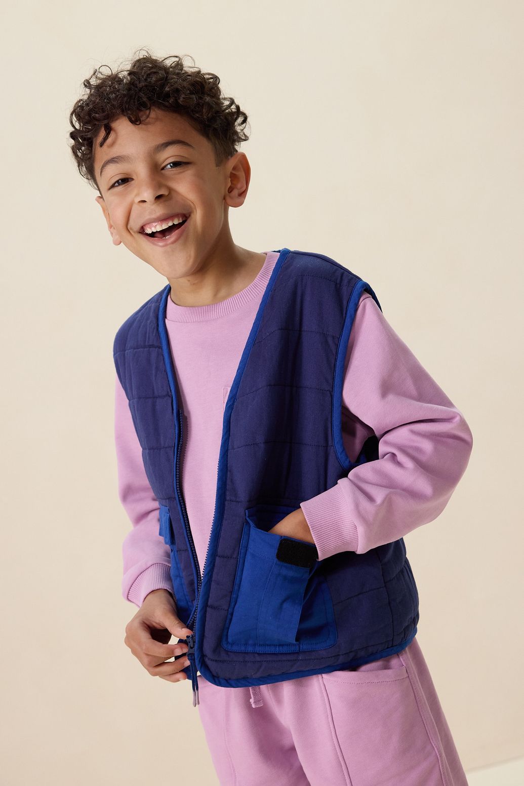 Donkerblauw quilted gilet