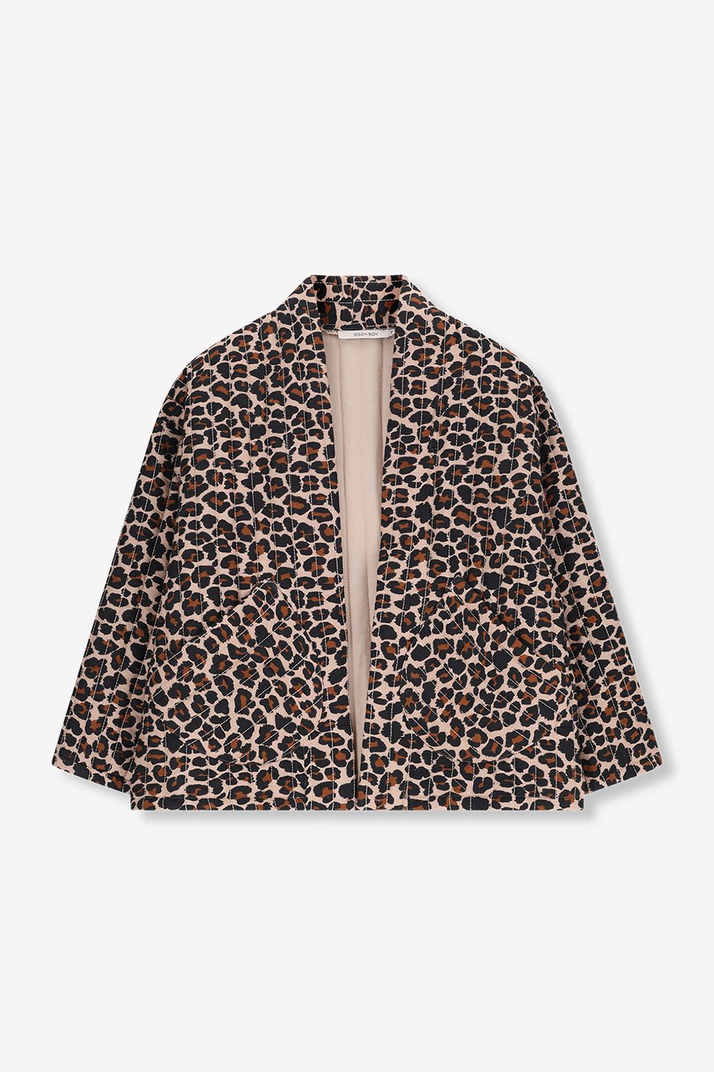 Bruine padded jack met leopard print