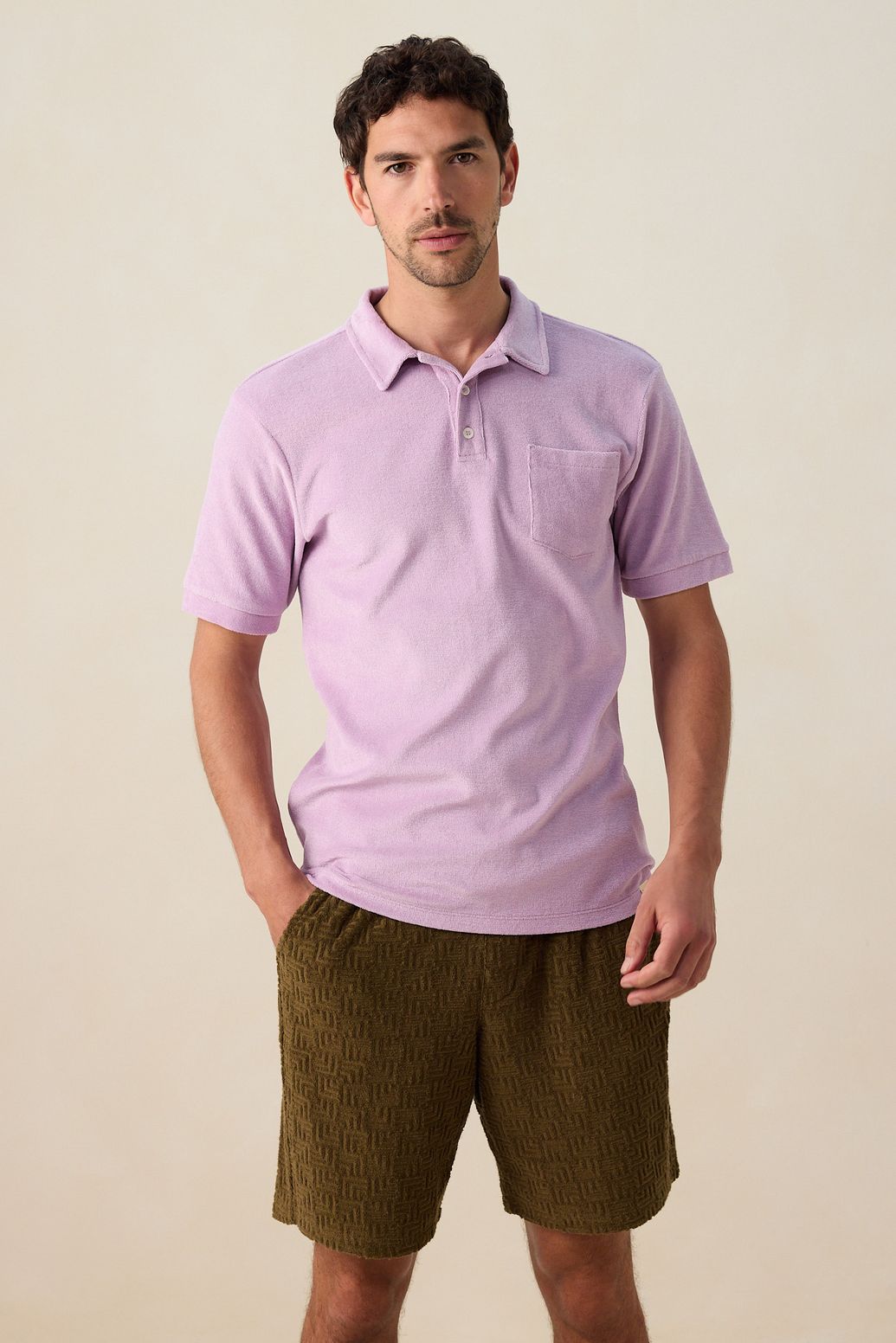 Lichtpaarse badstof polo