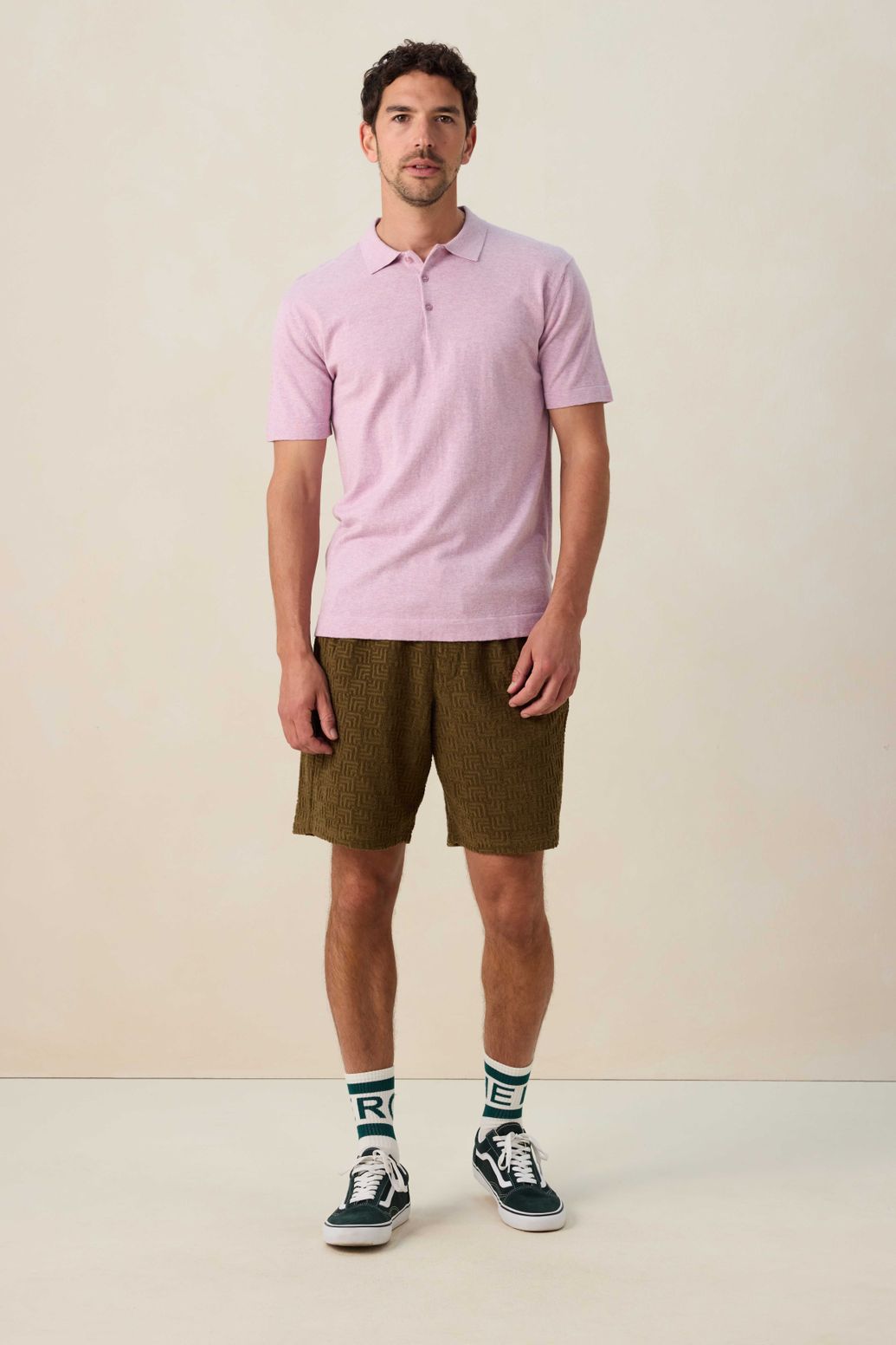 Donkergroene badstof shorts