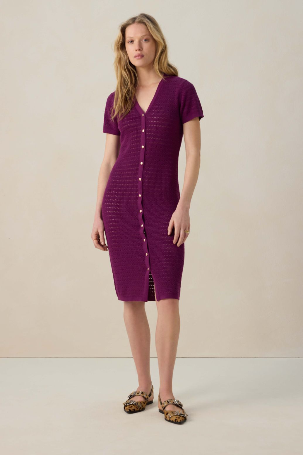 Strickkleid in Maxi-Länge - dunkellila