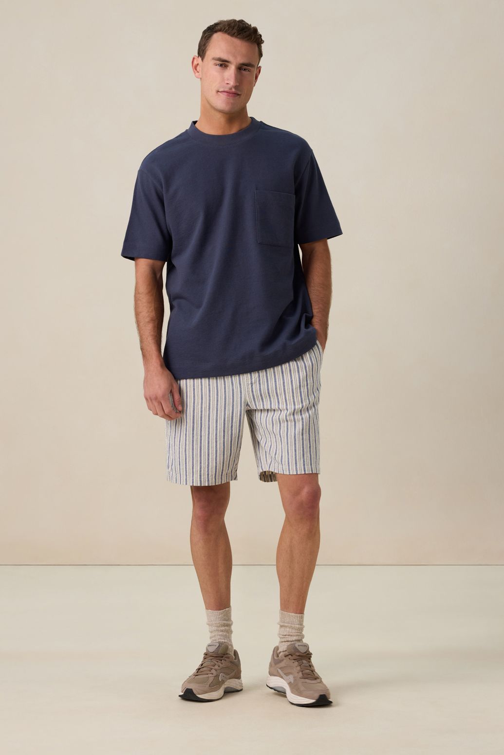 Short à rayures - bleu foncé