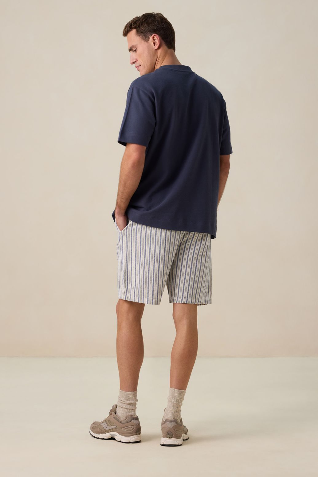 Short à rayures - bleu foncé