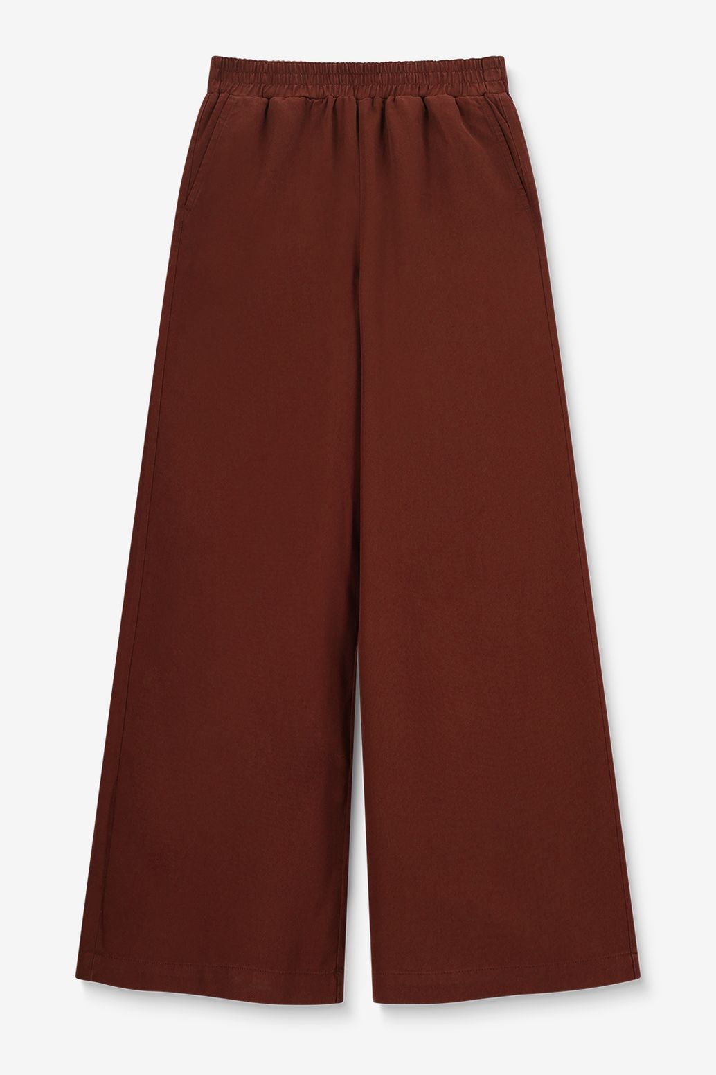 Pantalon taille haute jambes larges - rouge foncé