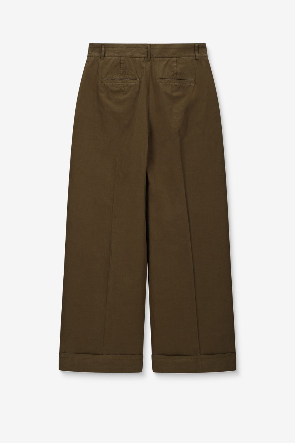 Donkergroene mid waist poplin broek