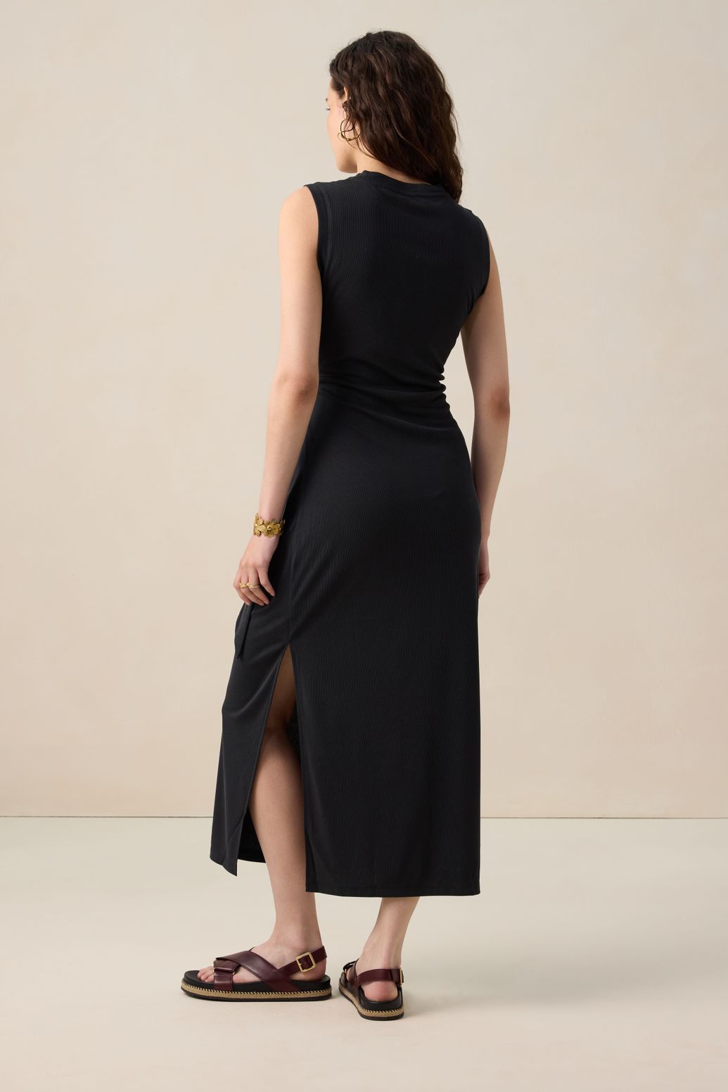 Robe en jersey côtelé - noir