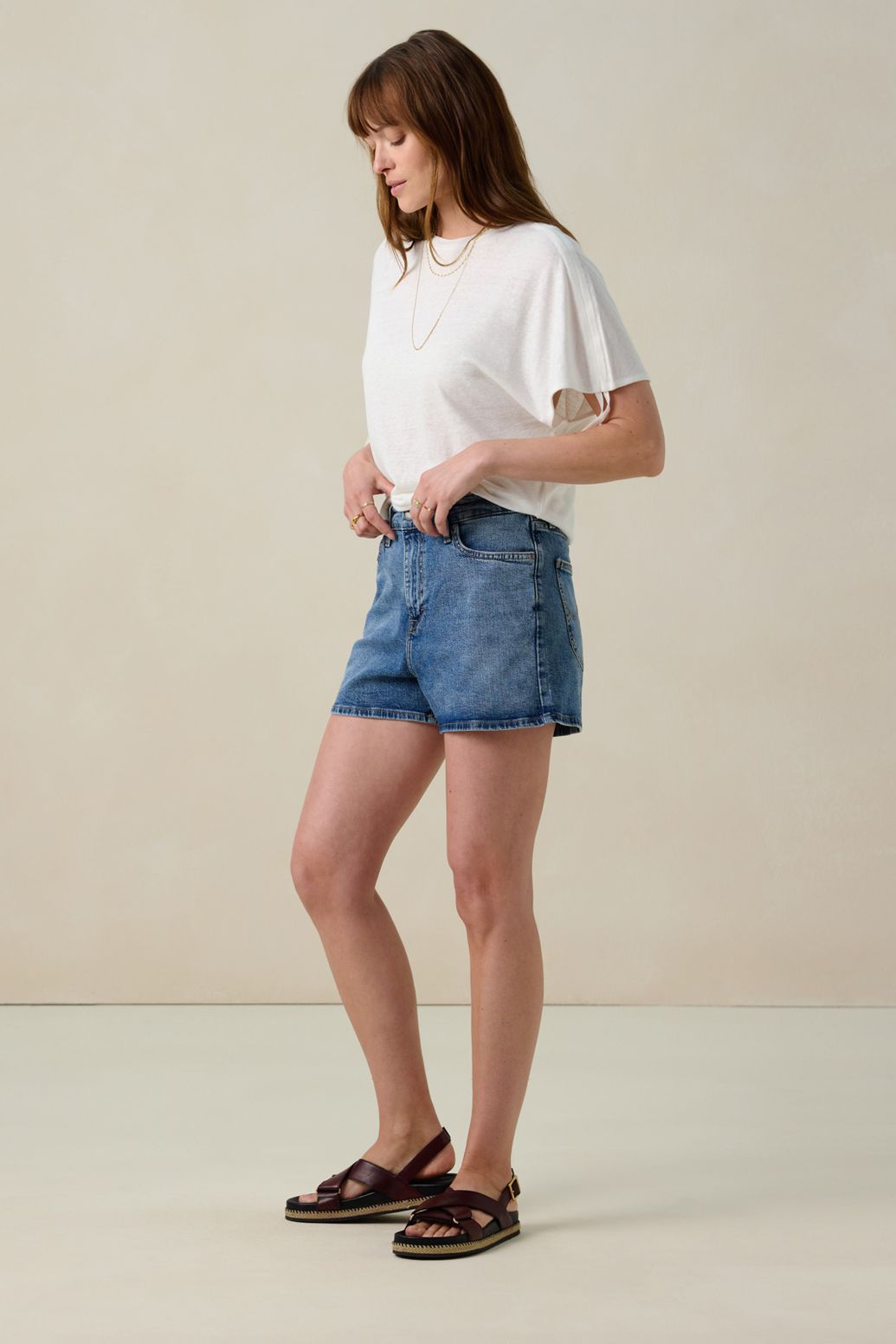 Wit linnenmix T-shirt