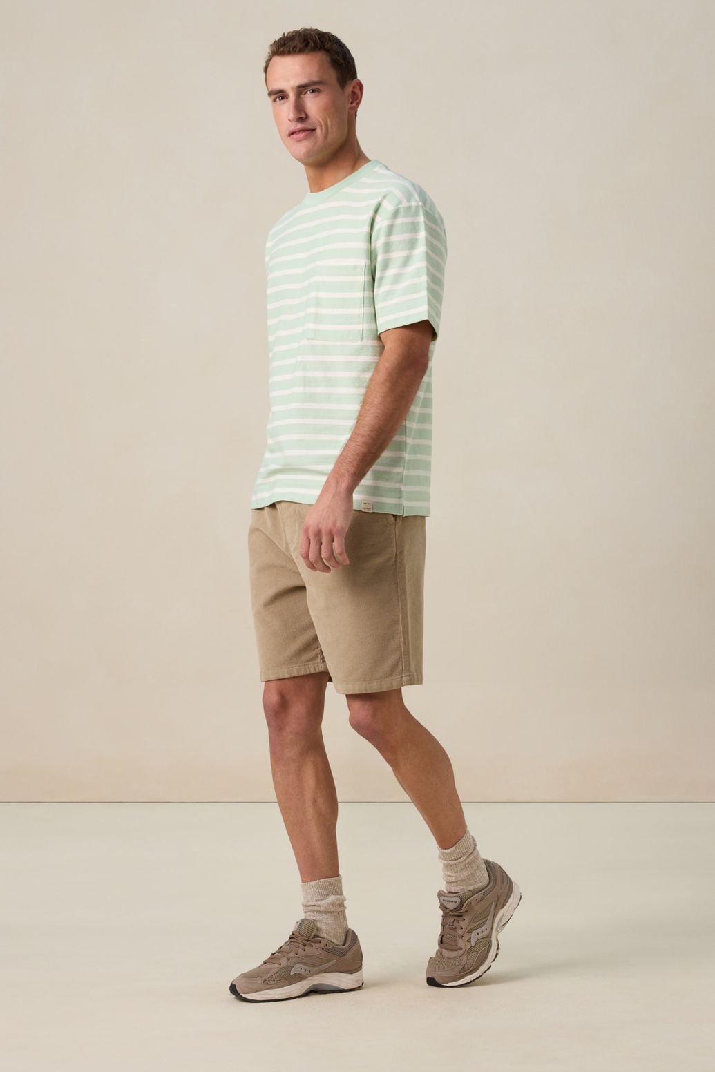 T-shirt oversize rayé - vert