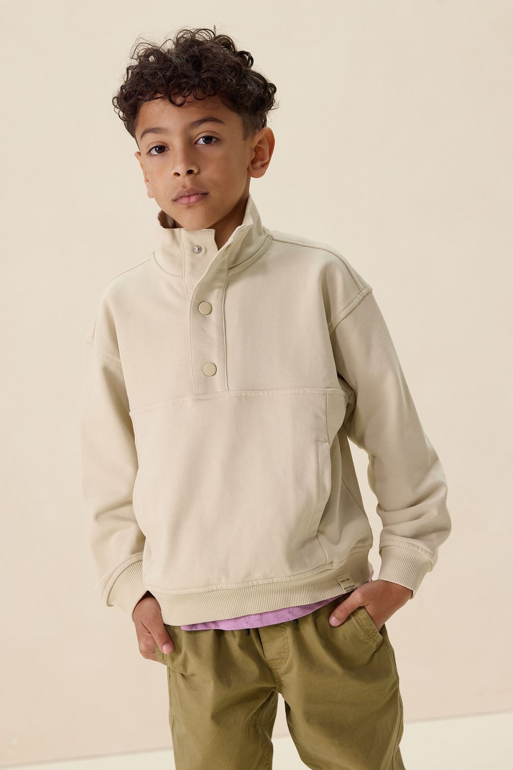 Sweat avec col ras du cou - beige