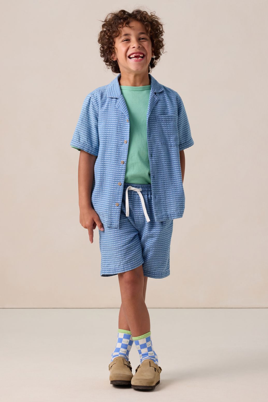 Kariertes Jeanshemd - blau