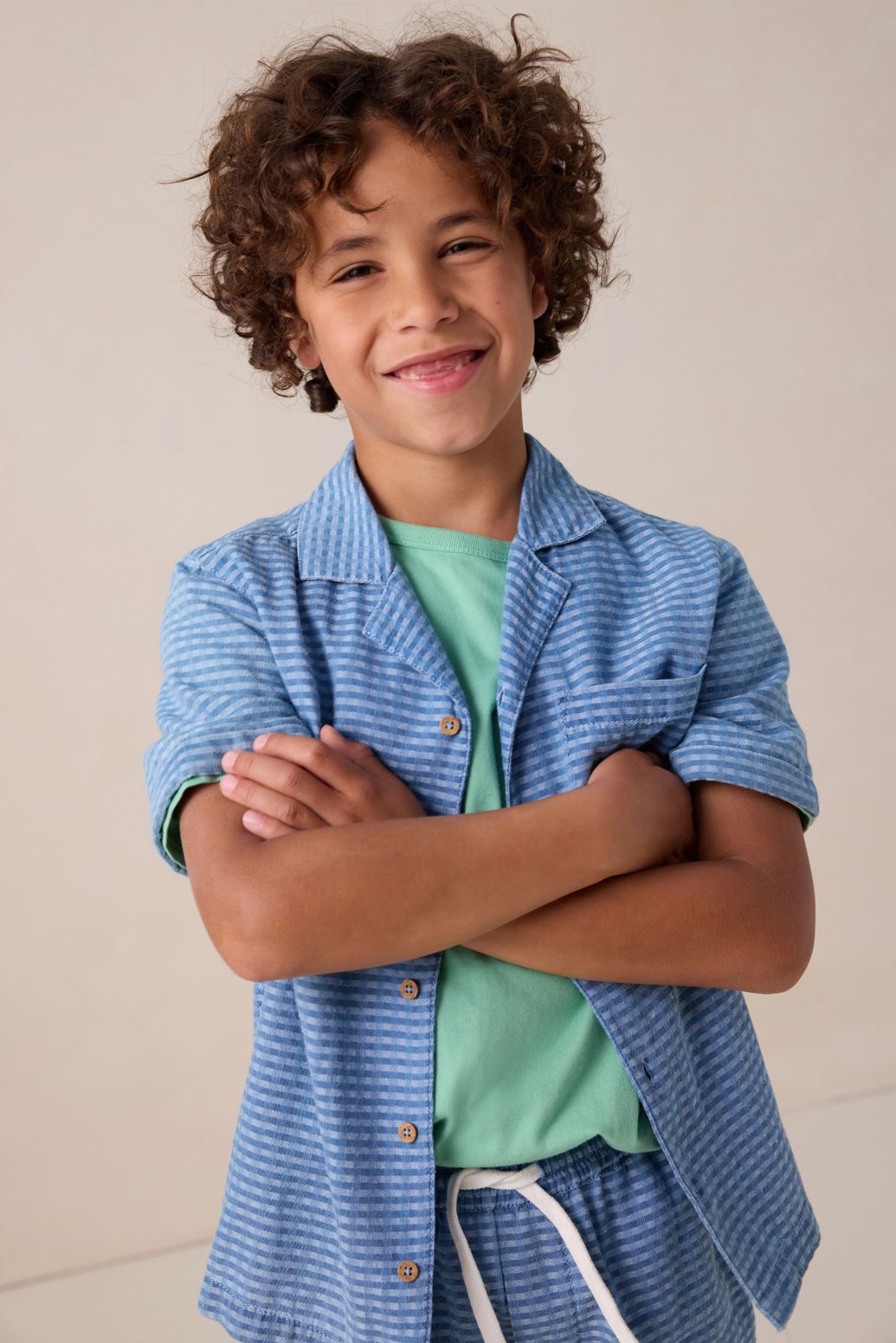 Kariertes Jeanshemd - blau