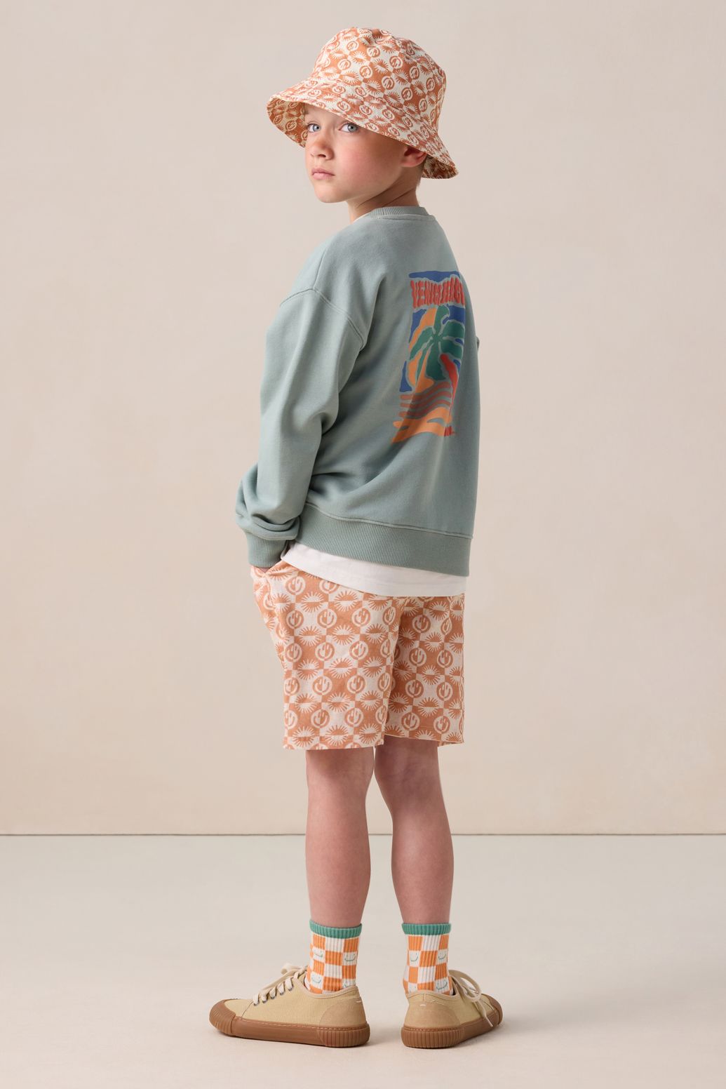 Shorts mit Smiley-Print - orange