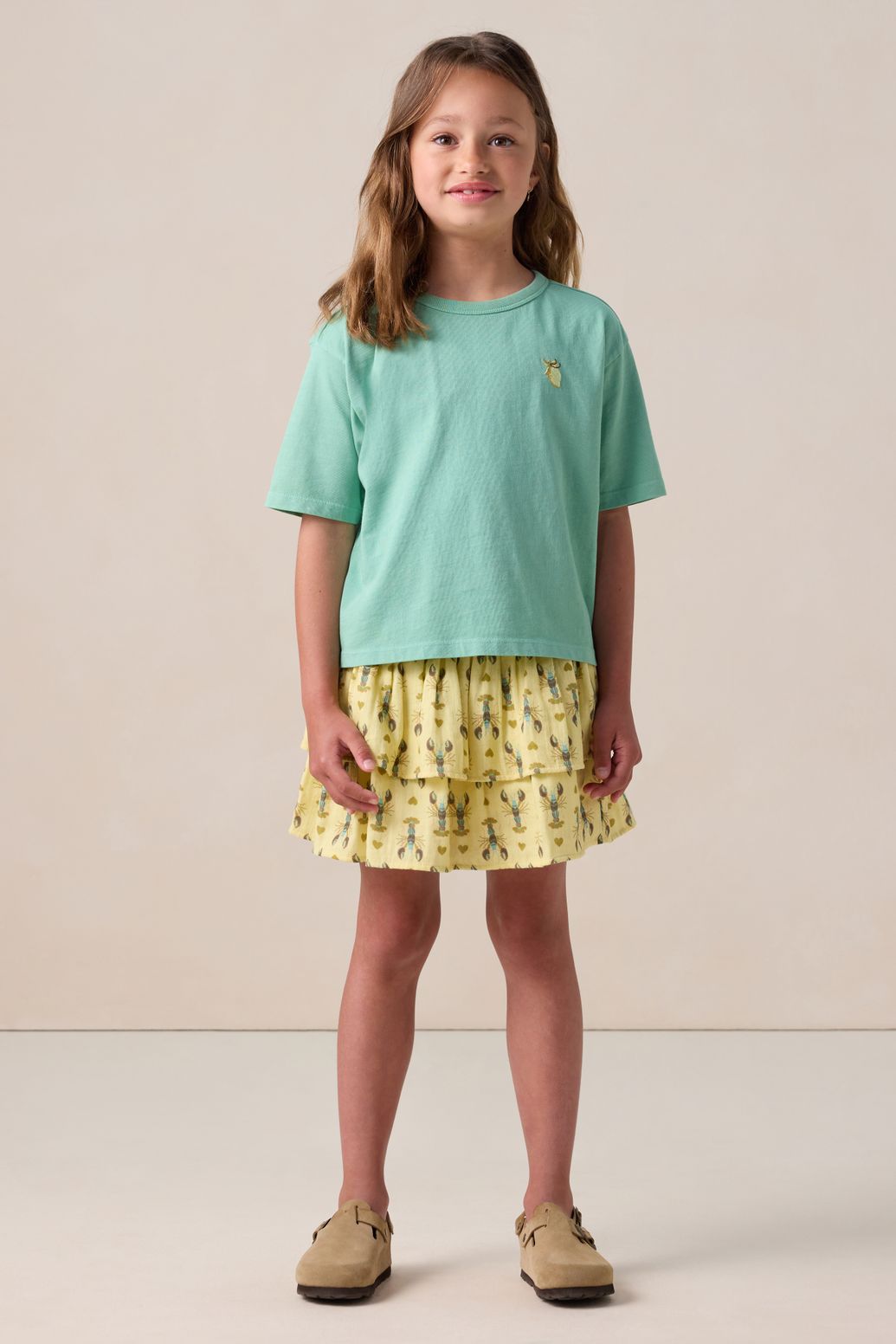 Lichtgele rok met print