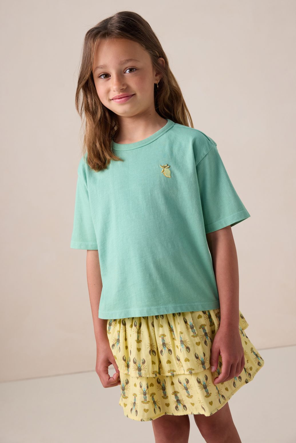 Lichtgele rok met print