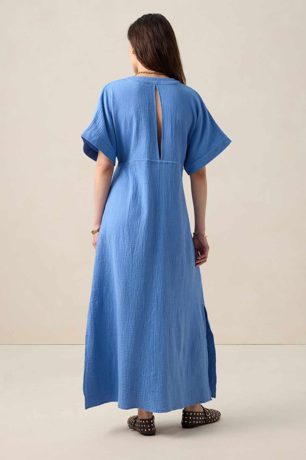 Robe longue caftan - bleu
