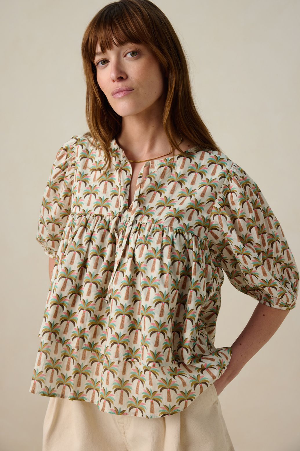 Blouse avec palmiers - multicolore