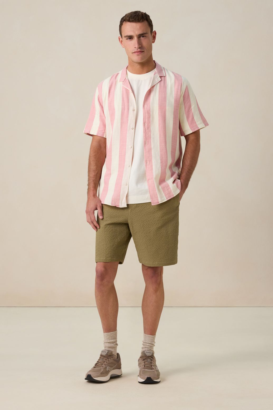 Chemise à rayures - rose