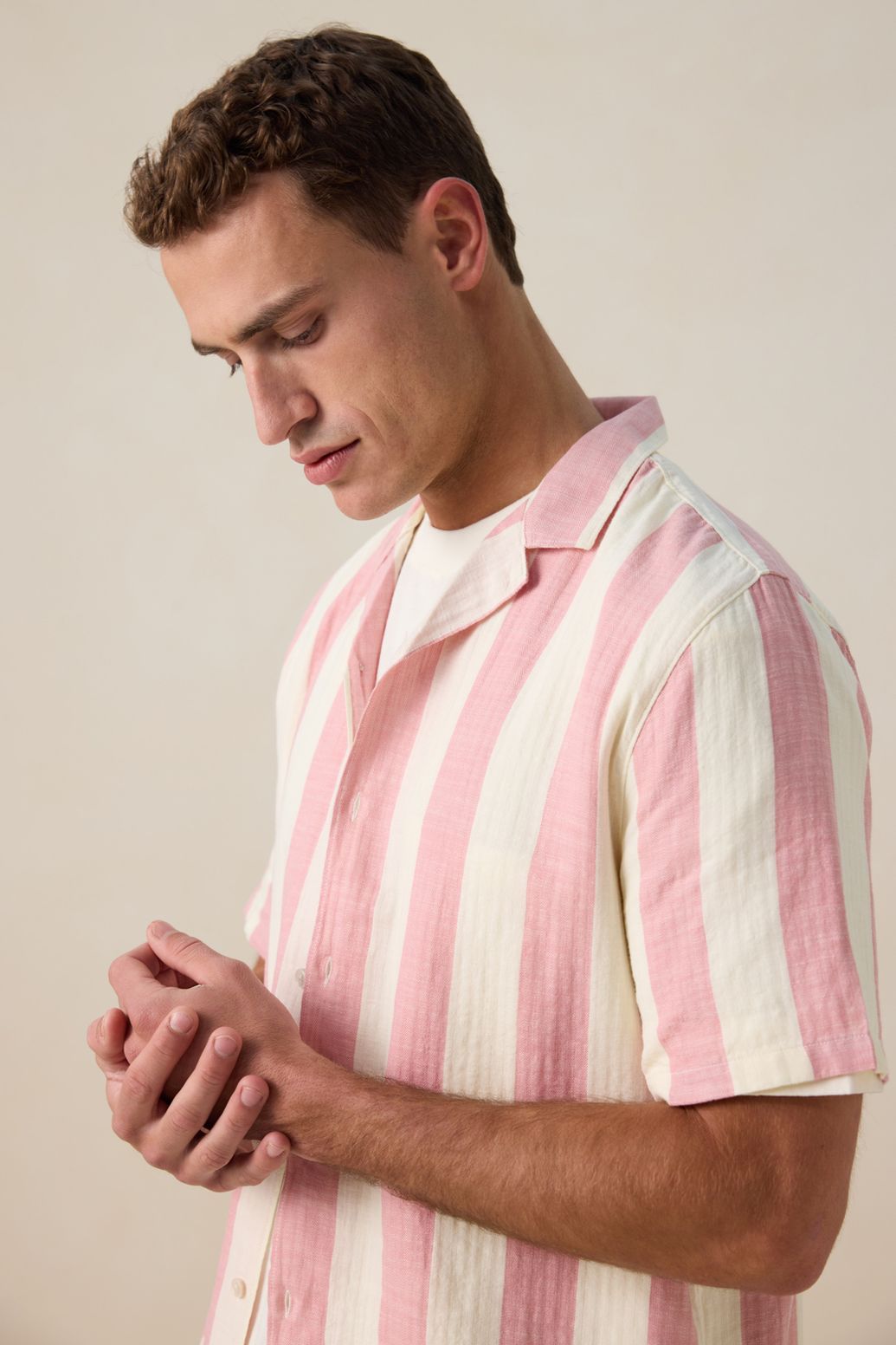 Chemise à rayures - rose