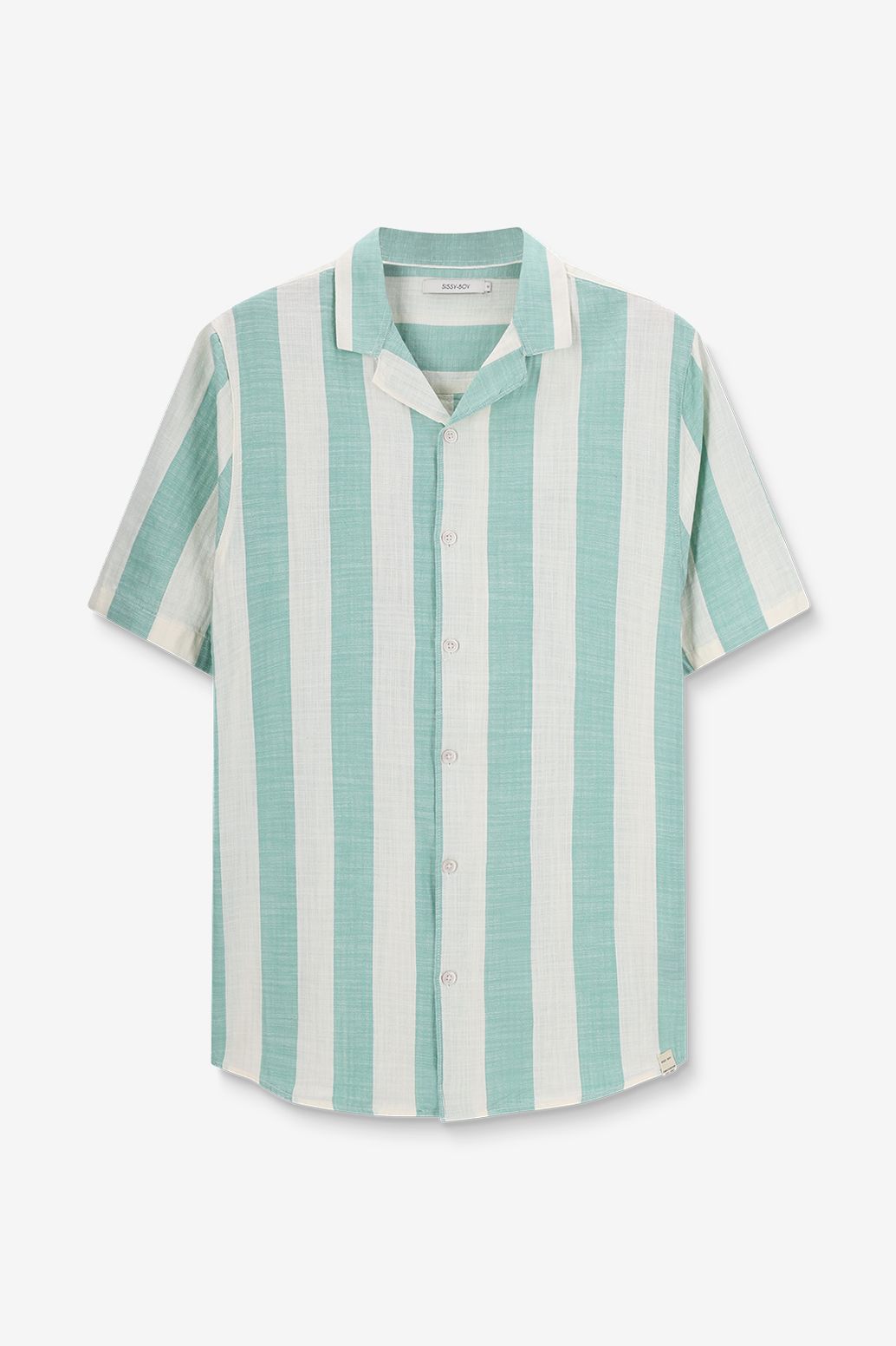 Gestreiftes Kurzarm-Hemd - grün
