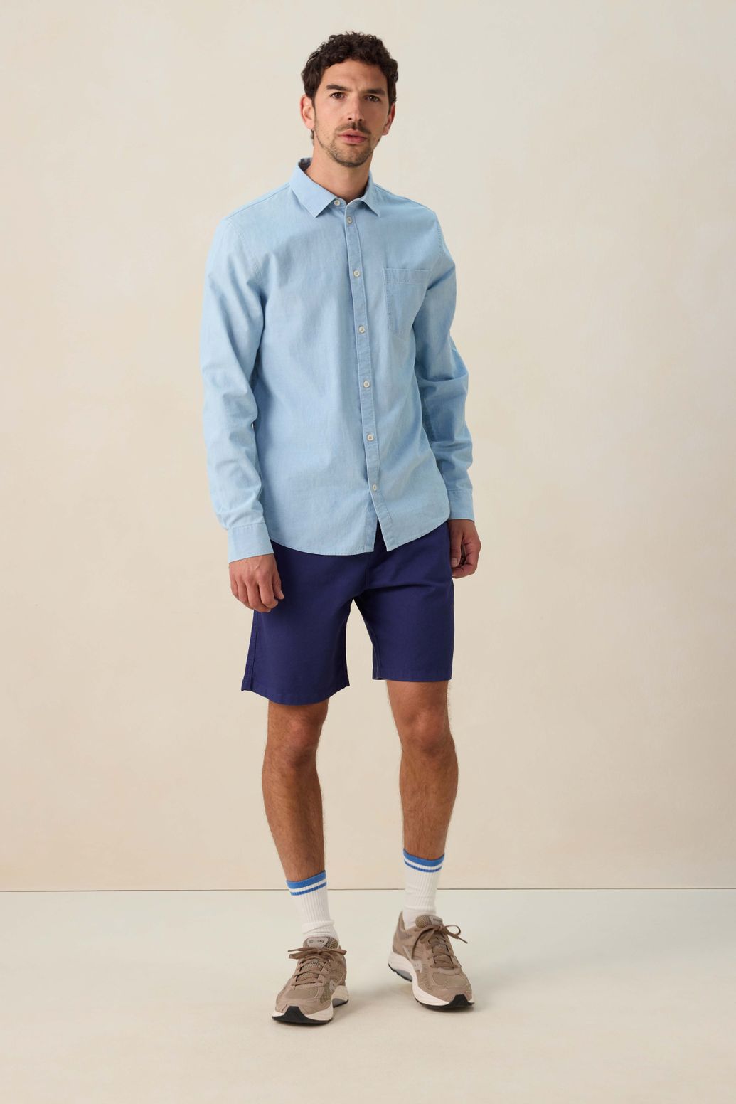 Short en lin - bleu foncé