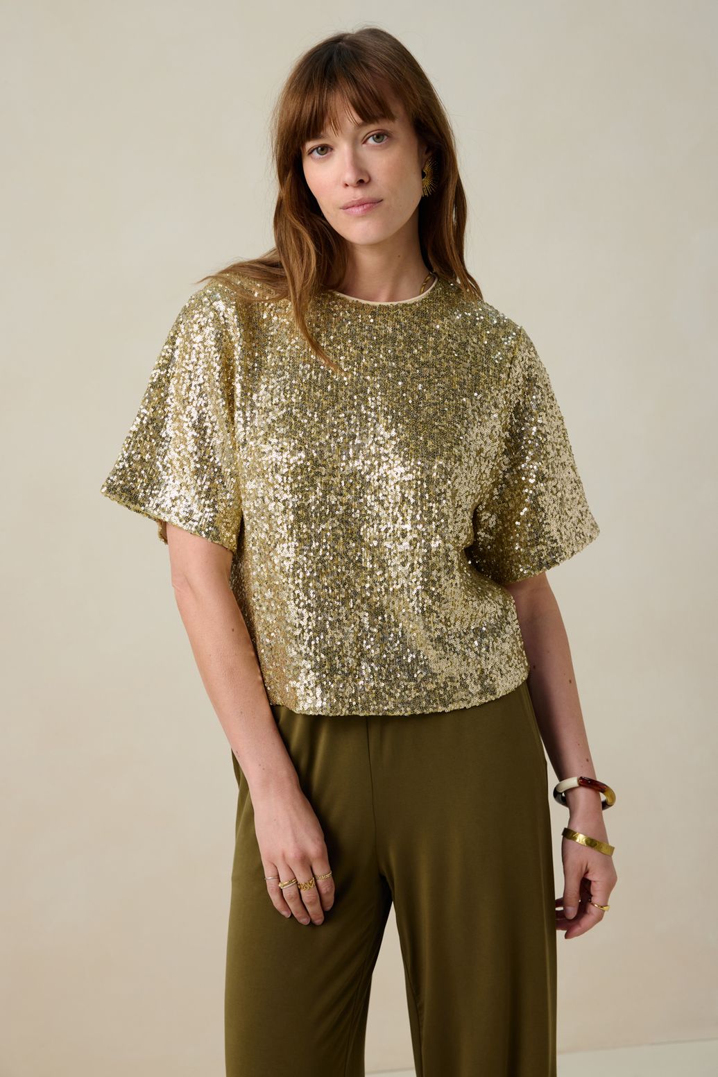 Top avec paillettes - doré