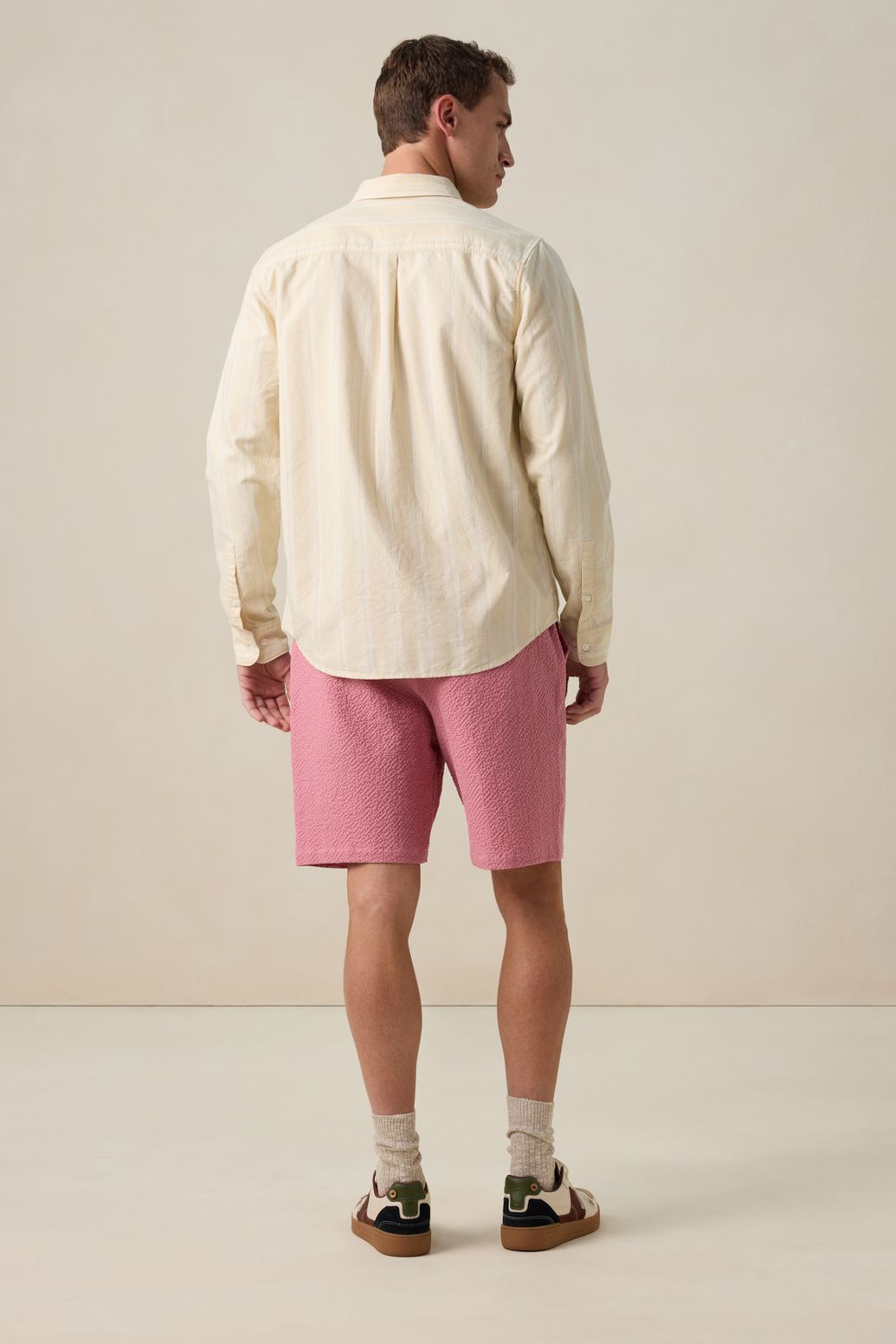 Beige gestreept overhemd