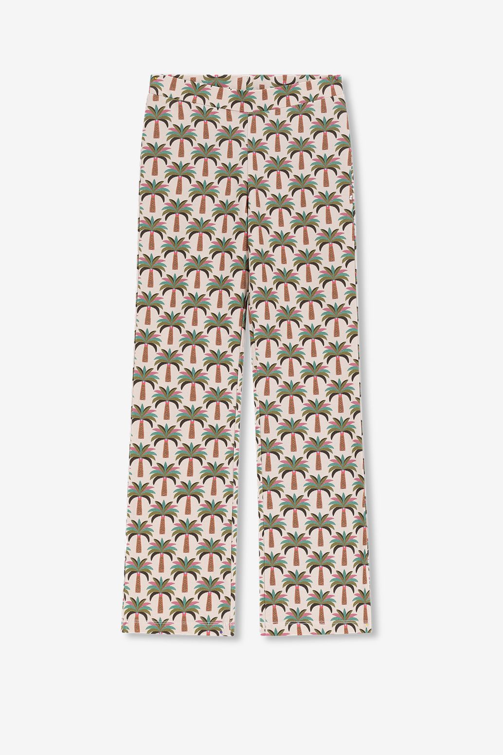 Witte flared legging met palmboom print