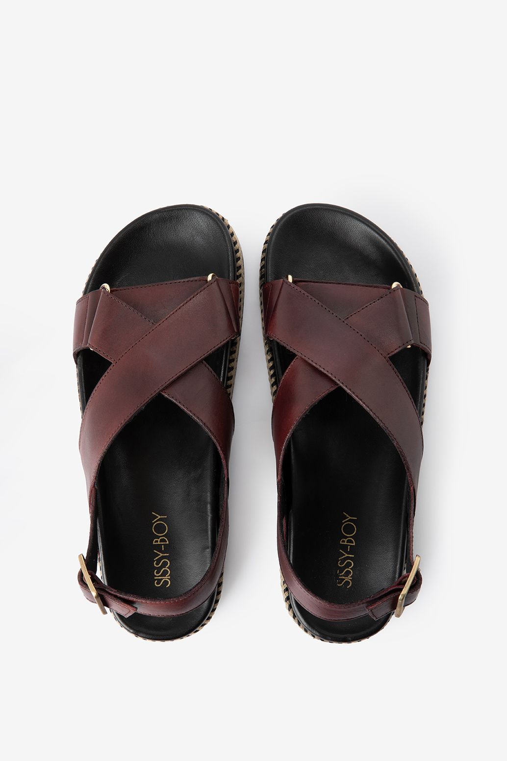 Donkerrode plateau sandalen