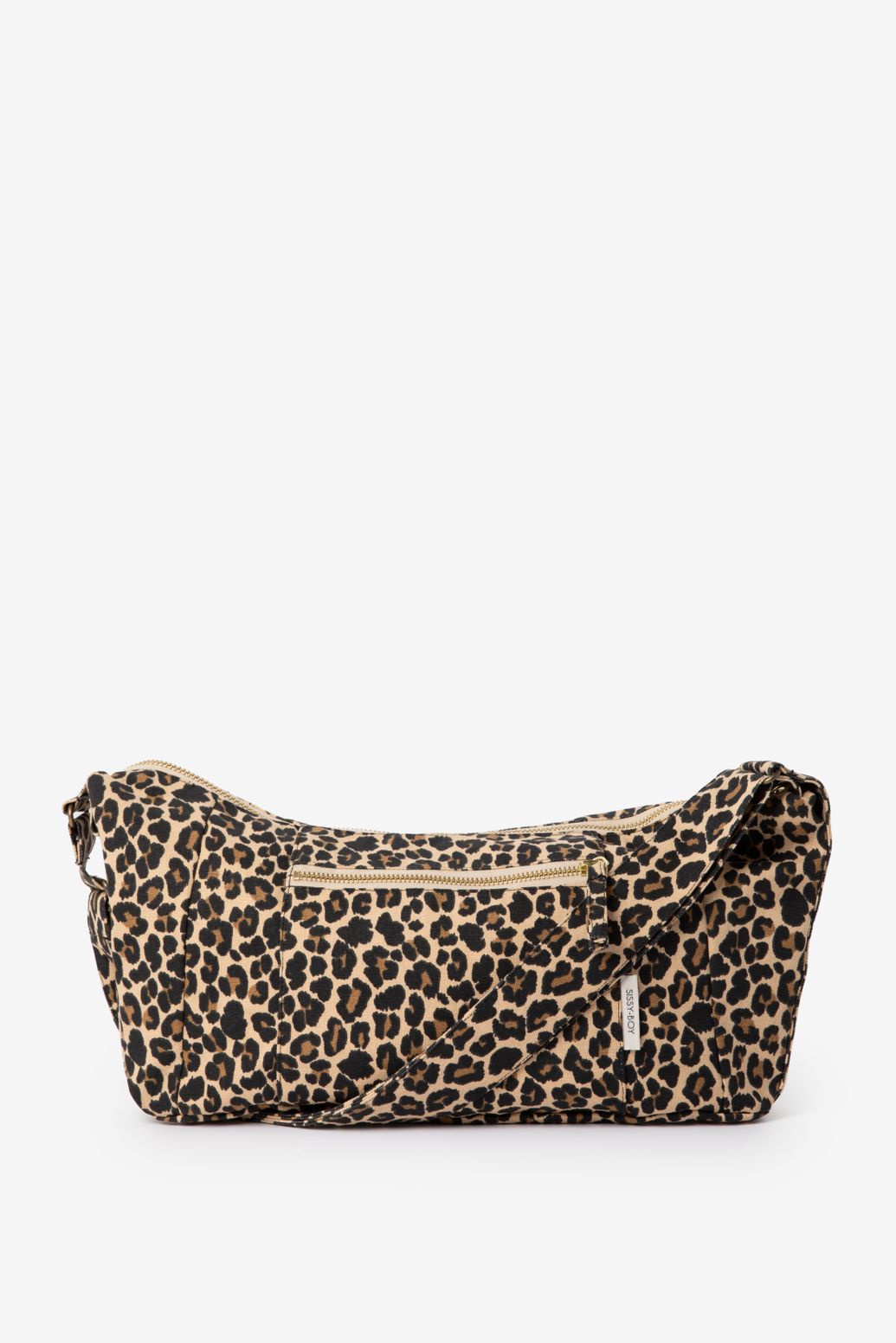Lichtbruine crossbody tas met leopard print