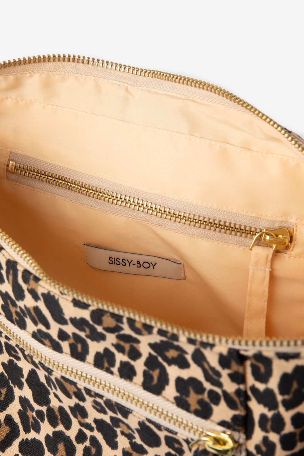 Lichtbruine crossbody tas met leopard print