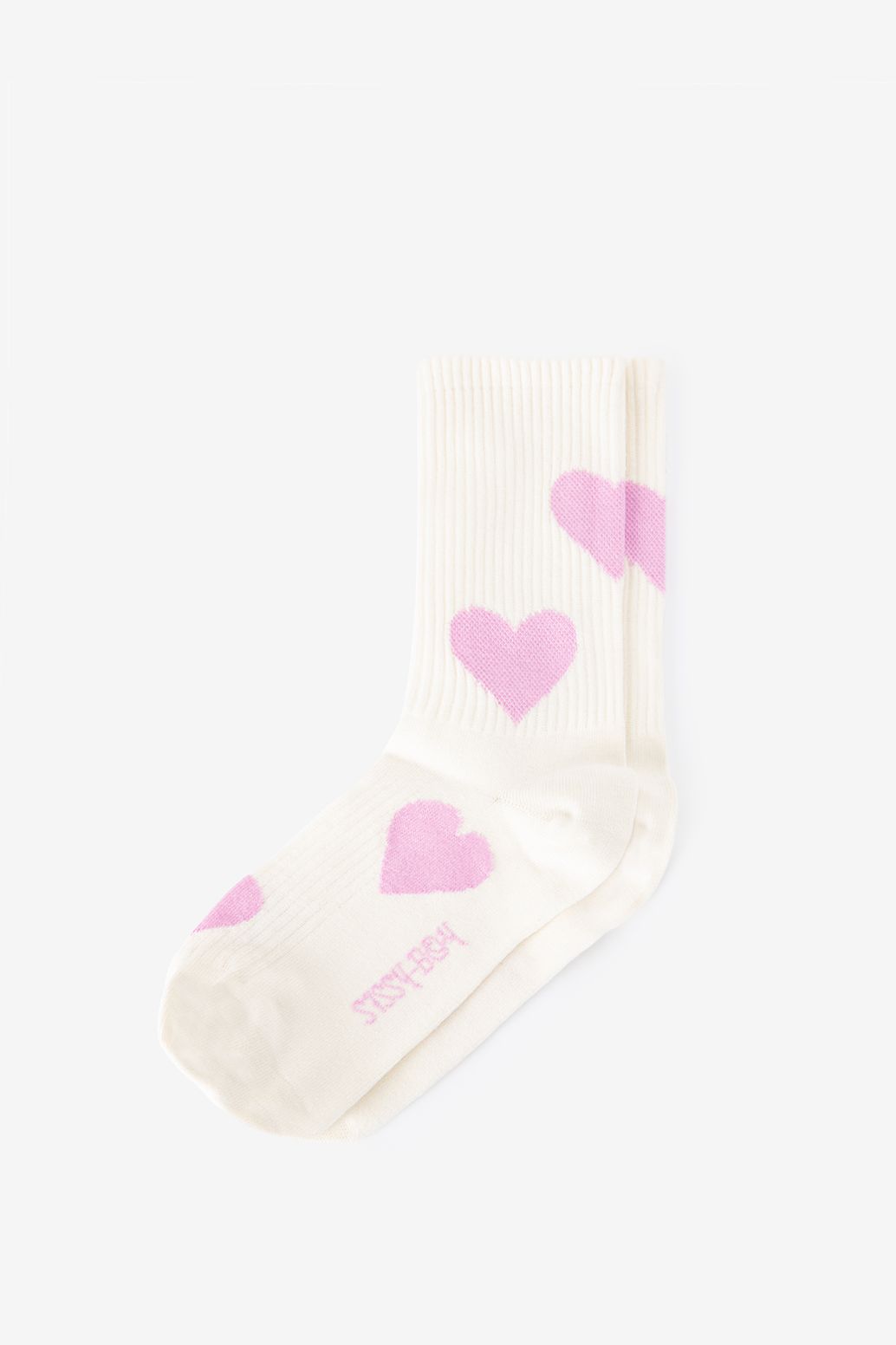 Witte sokken met hartjes