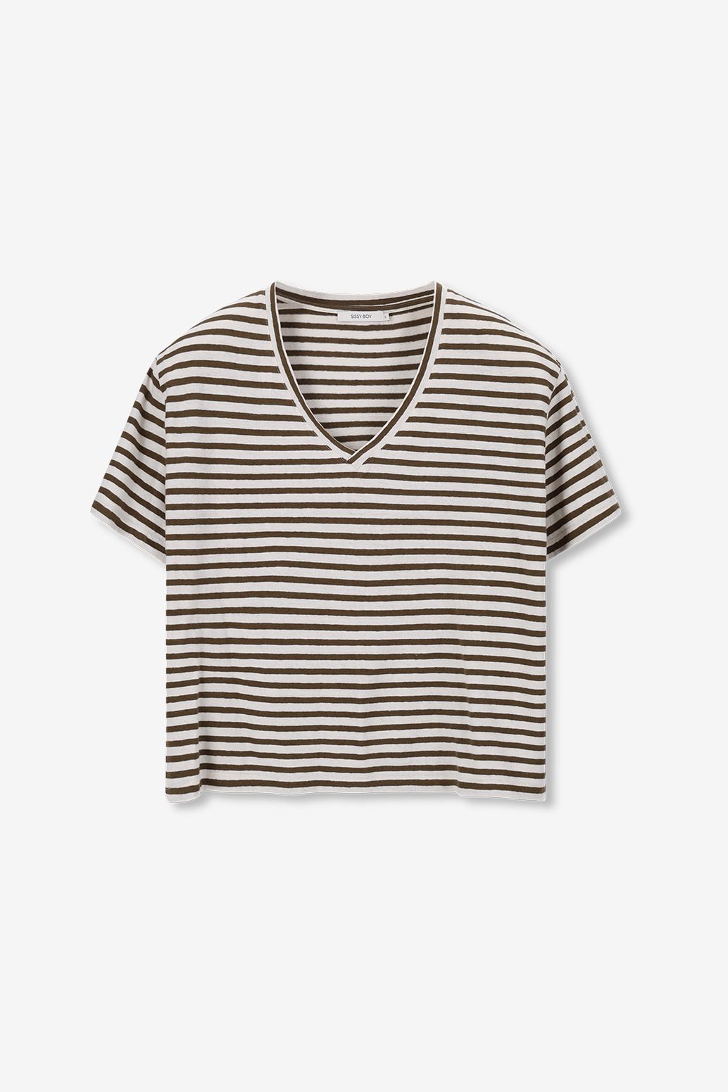 Donkergroen gestreept T-shirt