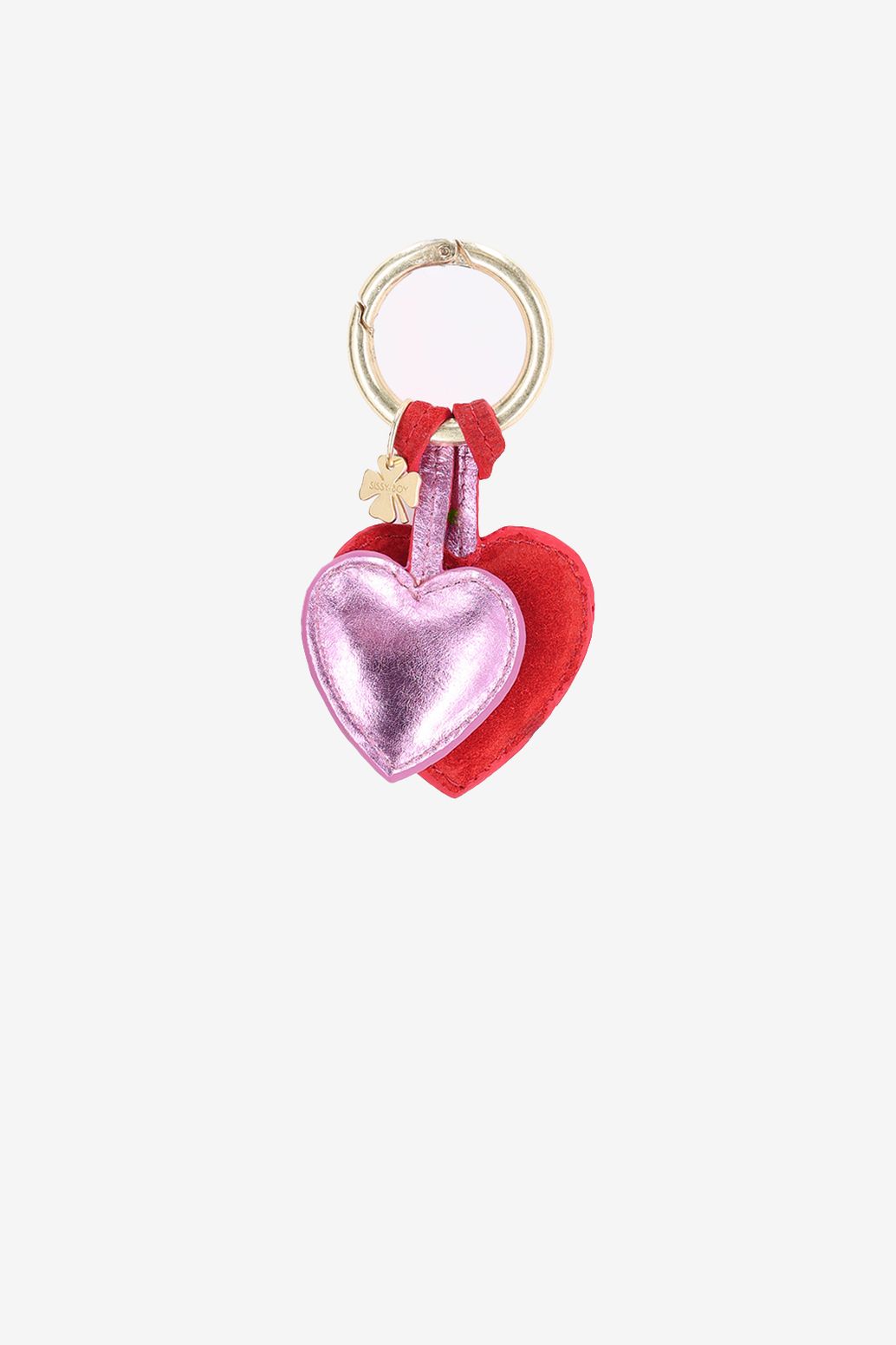 Rode bag charm met hartjes