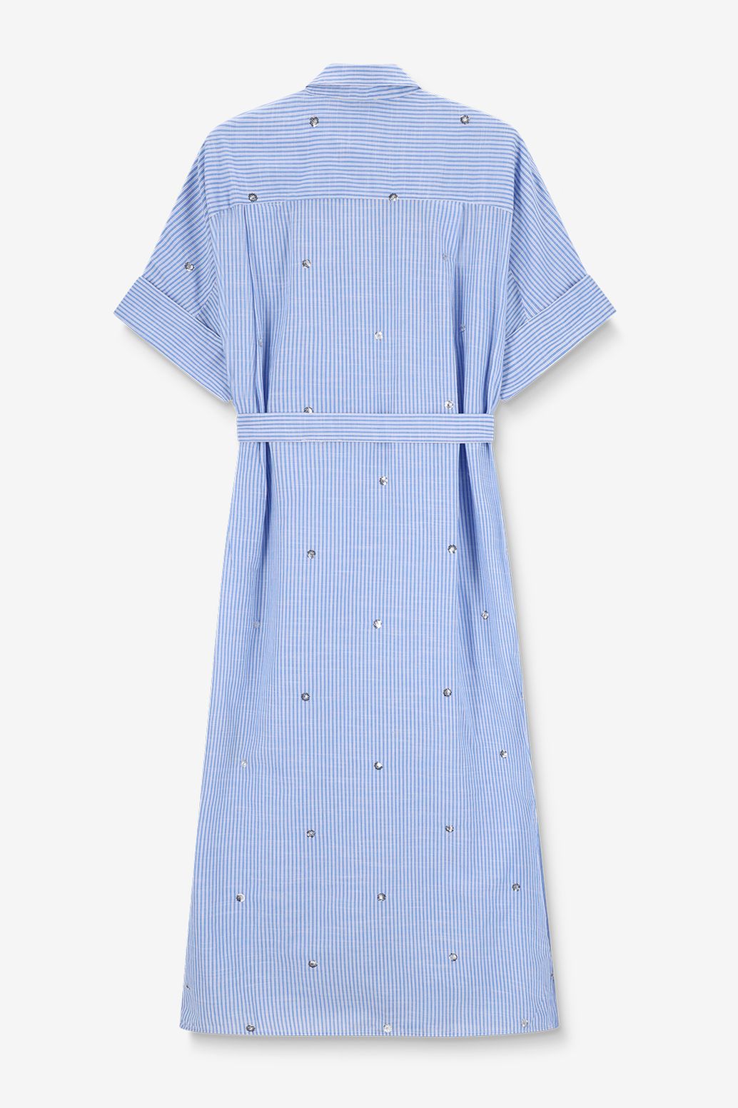 Blauwe gestreepte jurk met pailletten