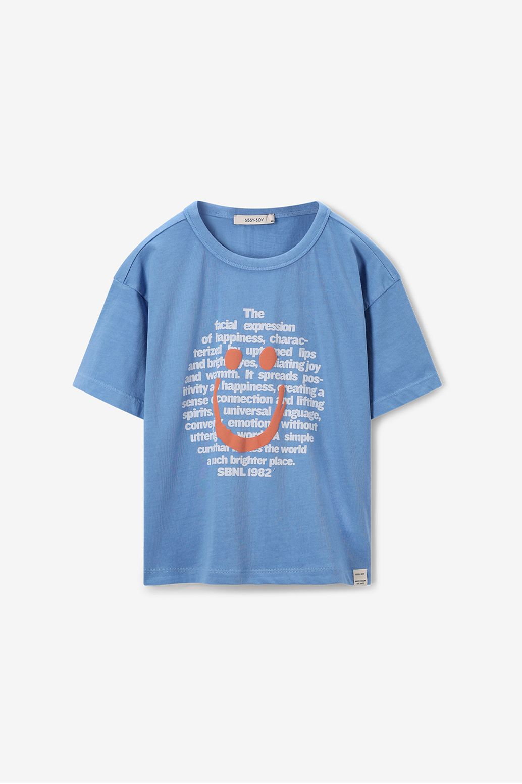 T-Shirt mit Smiley-Print - blau