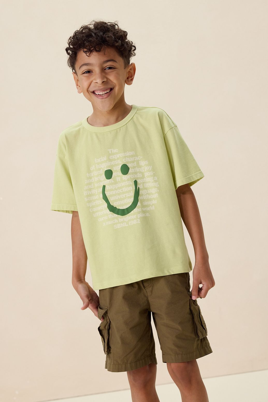 Lichtgroen T-shirt met smiley